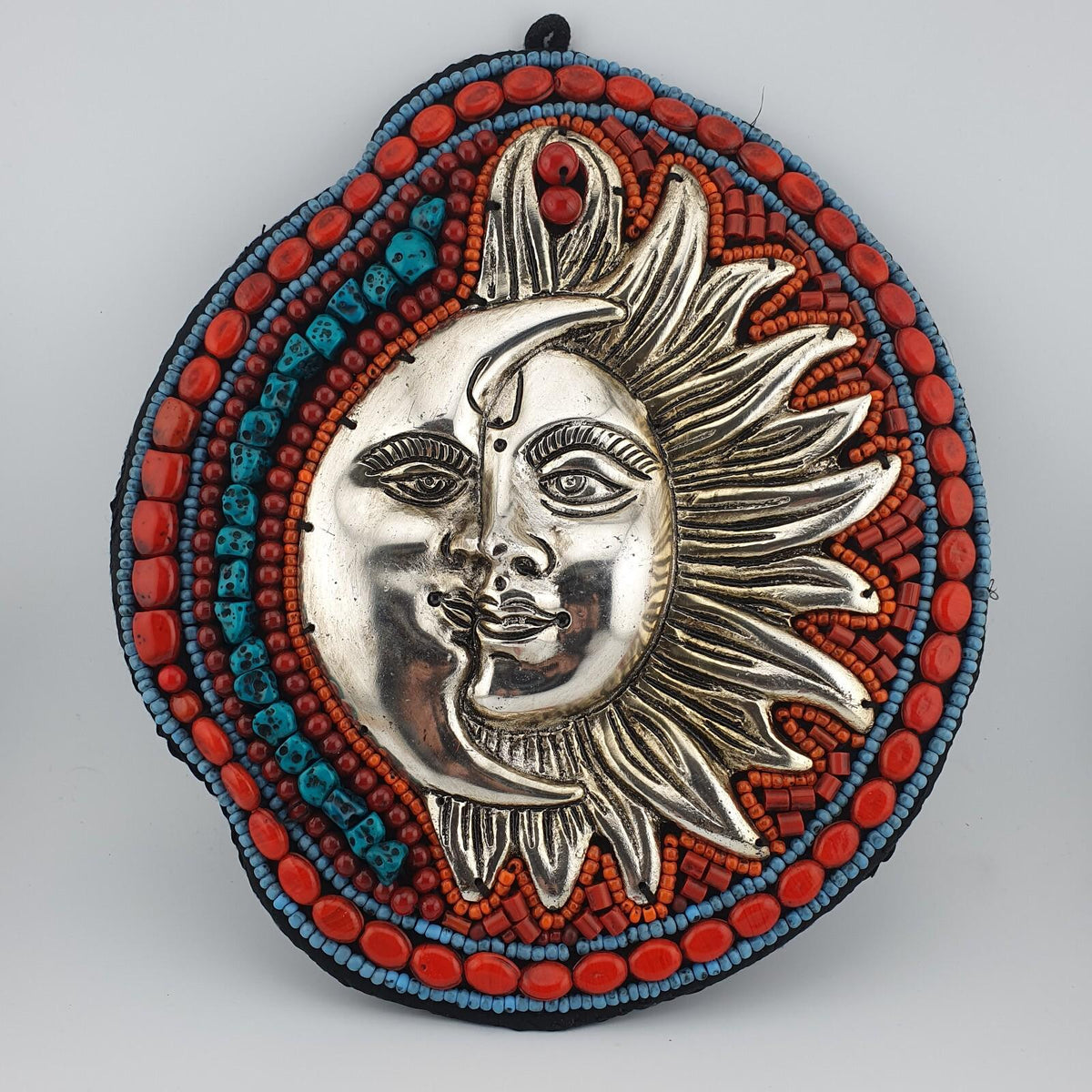 Handmade beaded sun & moon wall hanging ideal for bohemian, spiritual