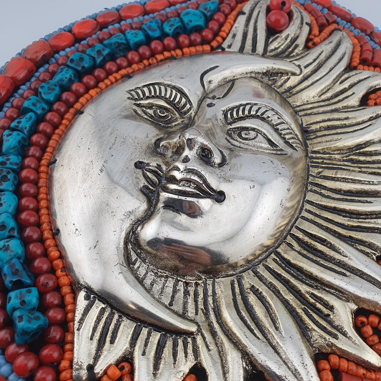 Handmade beaded sun & moon wall hanging ideal for bohemian, spiritual