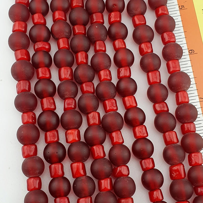 Vintage Venetian Style Beaded Necklace: Red Glass Heart, Romantic Jewelry