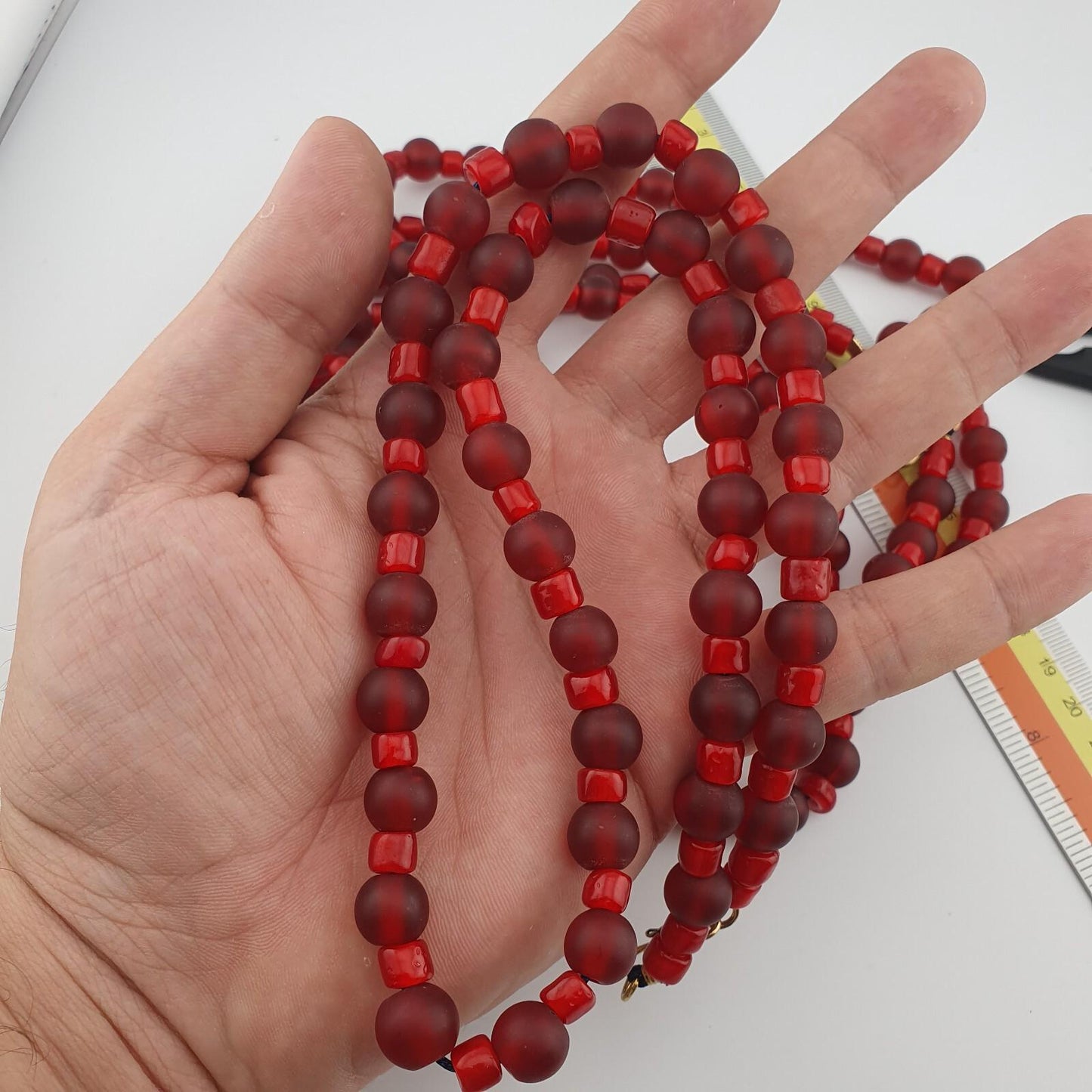 Vintage Venetian Style Beaded Necklace: Red Glass Heart, Romantic Jewelry