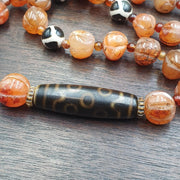 Antique style old himalayan tibetan agate beads unique pattern dzi necklace