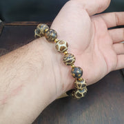 Antique south asian burmese pumtek pyu dzi pattern beads bracelet