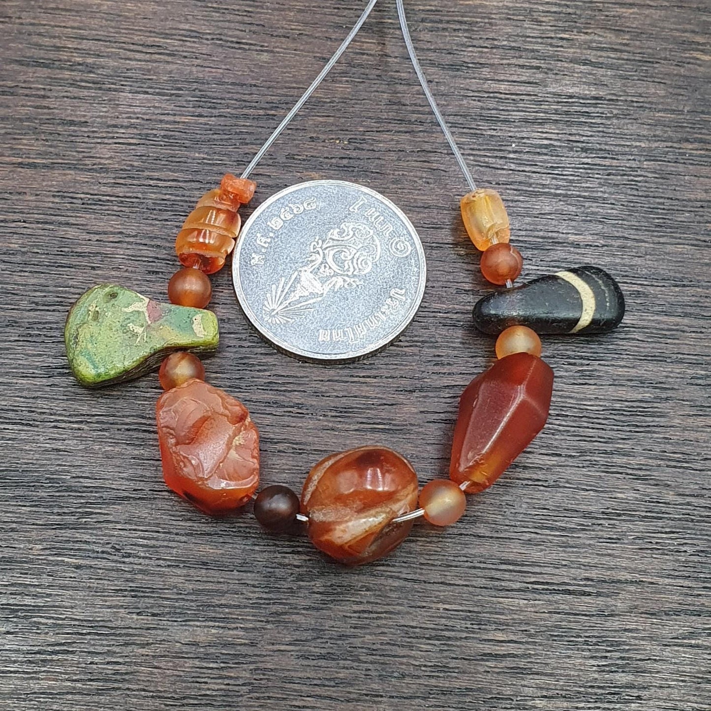 Ancient Yemeni Red Agate Beads & Venetian Glass Pendants: Handmade Antique Lot