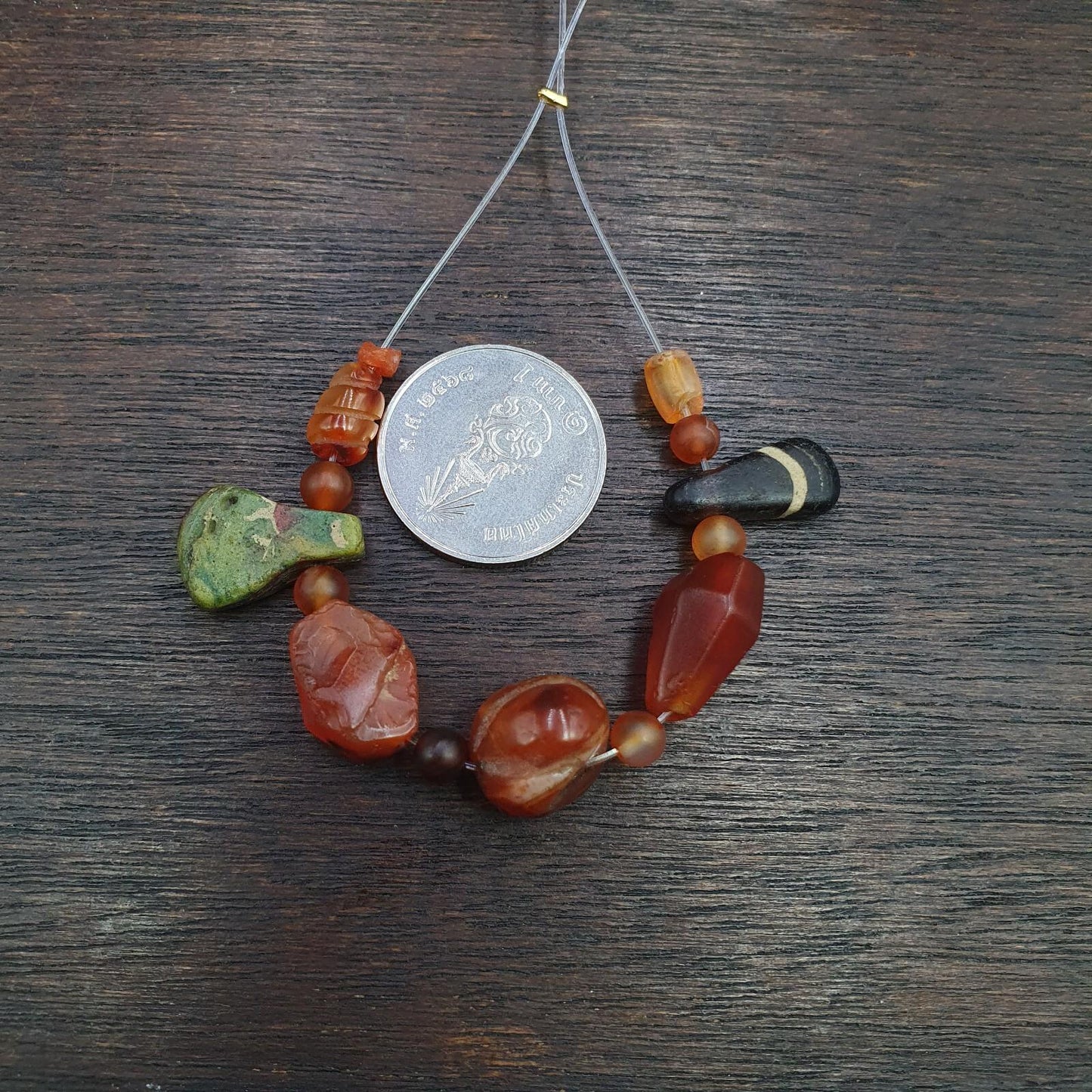 Ancient Yemeni Red Agate Beads & Venetian Glass Pendants: Handmade Antique Lot