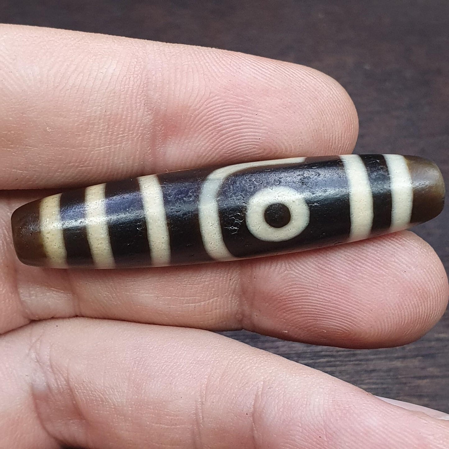 Very unique 5 eyes old himalayan indo tibetan agate dzi bead rare pattern