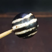 Antique tibetan agate 4 lines goat eyes dzi bead
