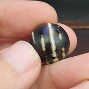 Antique tibetan agate 4 lines goat eyes dzi bead
