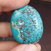 Anitique blue turquoise stamp seal intaglio angry bull  engraved pendant bead