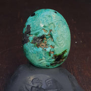Anitique turquoise chrysocolla stamp seal intaglio engraved pendant bead Collectible .