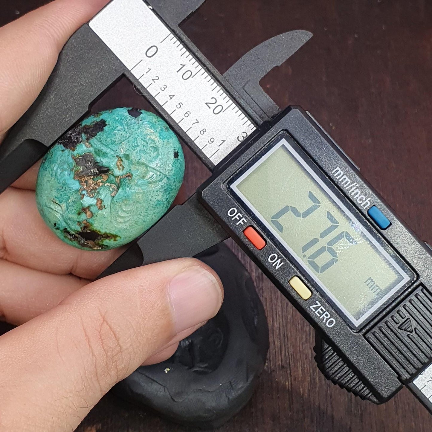Anitique turquoise chrysocolla stamp seal intaglio engraved pendant bead Collectible Gift