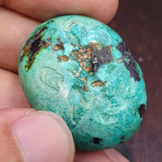 Anitique turquoise chrysocolla stamp seal intaglio engraved pendant bead Collectible .