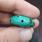 Anitique turquoise chrysocolla stamp seal intaglio engraved pendant bead Collectible .