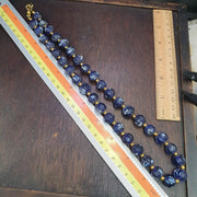 Vintage venetian african style blue melon shape glass beads beaded necklace