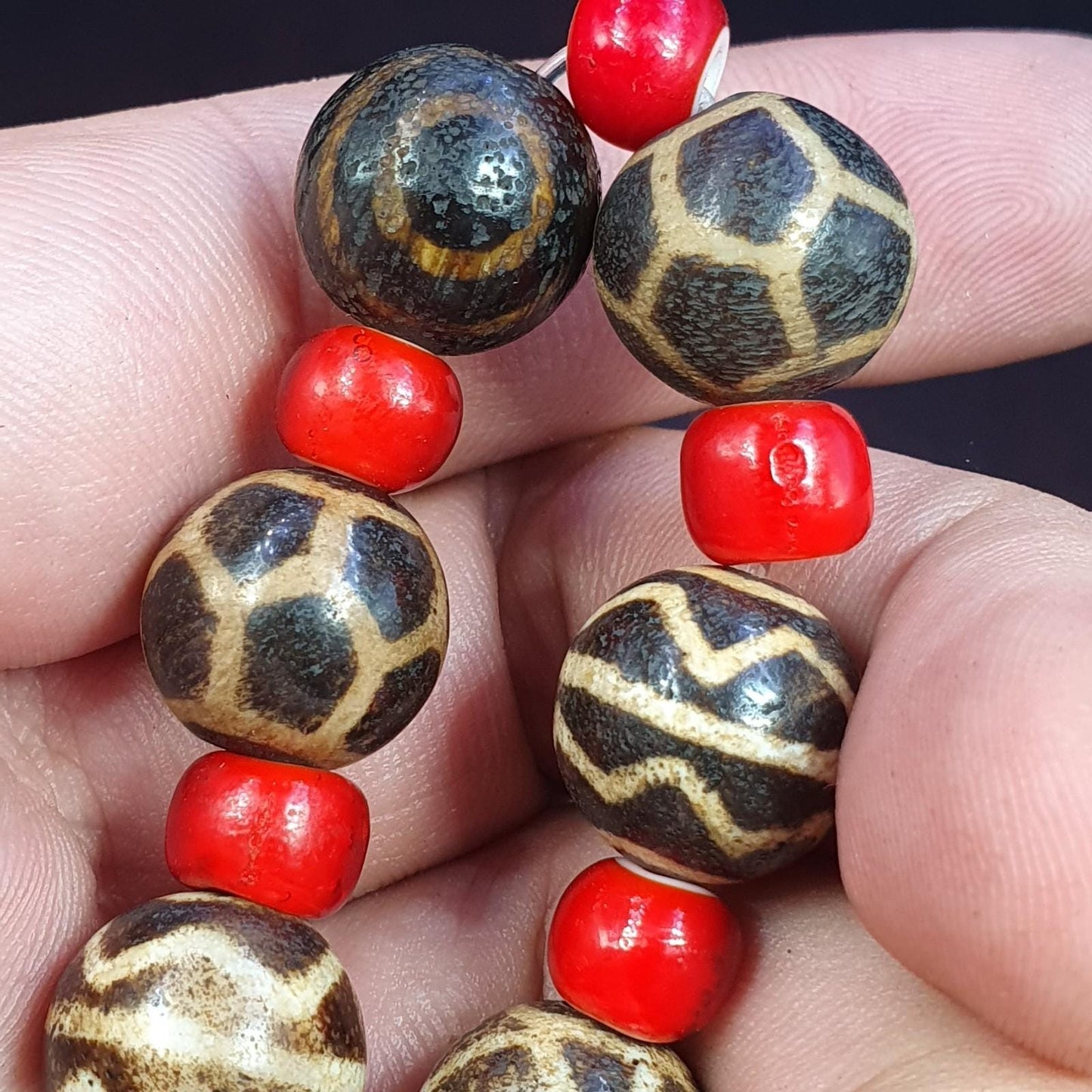 South asian burmese antiques trade pumtek petrified wood beads lot br-j15
