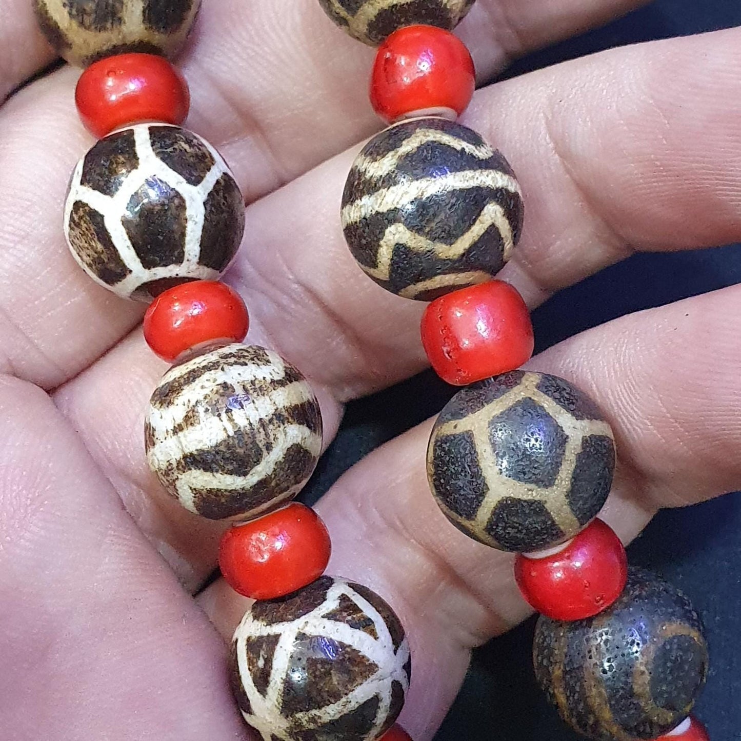 South asian burmese antiques trade pumtek petrified wood beads lot br-j15