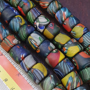 Vintage Venetian Style Mosaic Glass Beads Extra Long Necklace