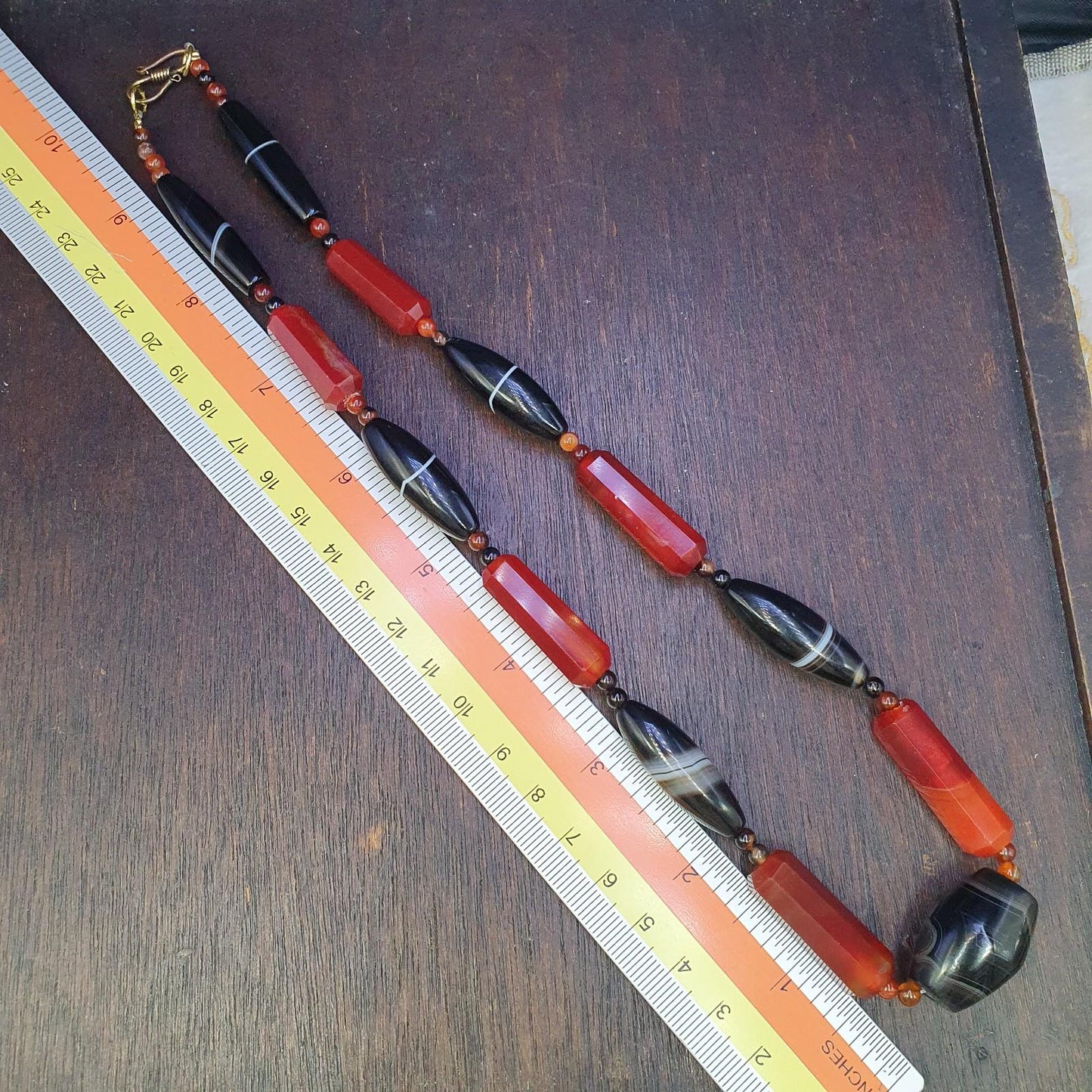 Vintage Carnelian Suleimanagate Necklace: Middle Eastern Beaded Jewelry