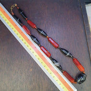 Vintage Carnelian Suleimanagate Necklace: Middle Eastern Beaded Jewelry