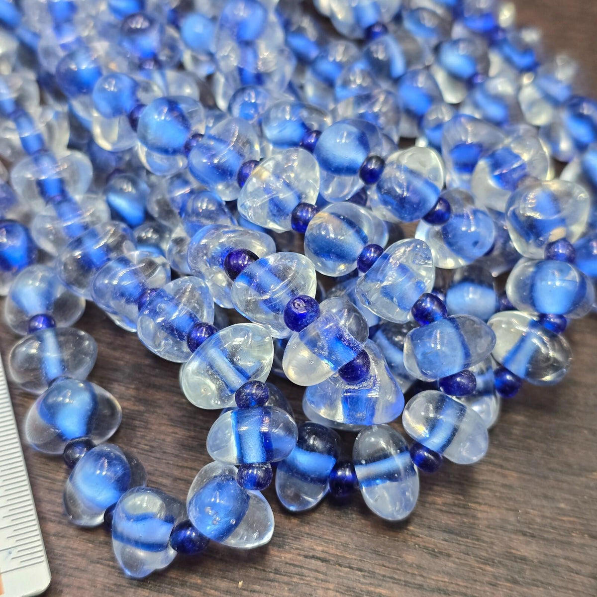 Vintage Blown Lampwork Glass Beads Necklace - Handmade Triangle Shape, Rare Gift & Unique Craft Jewelry
