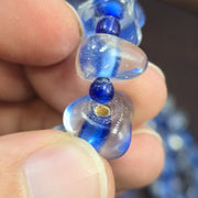 Vintage Blown Lampwork Glass Beads Necklace - Handmade Triangle Shape, Rare . & Unique Craft Jewelry