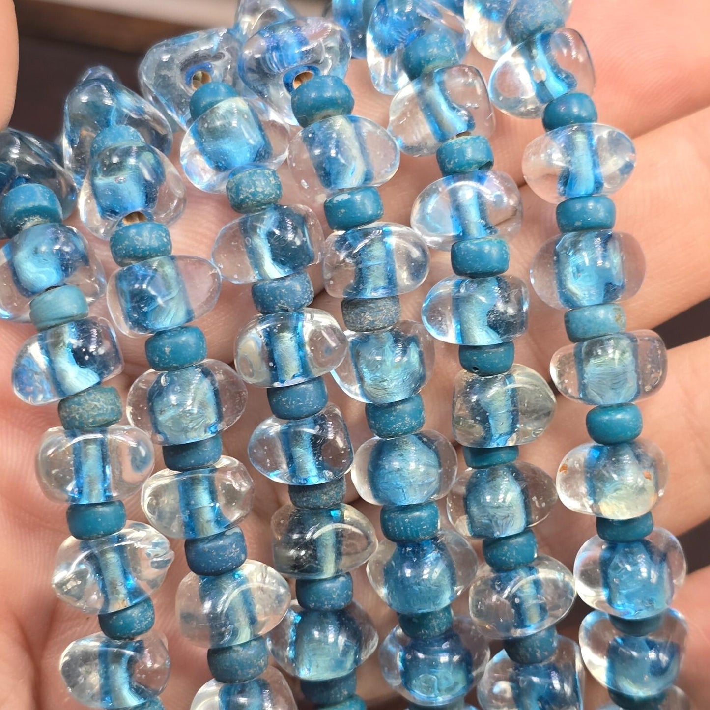 Vintage Lampwork Glass Bead Necklace: Handmade Triangle Pendant, Boho Chic