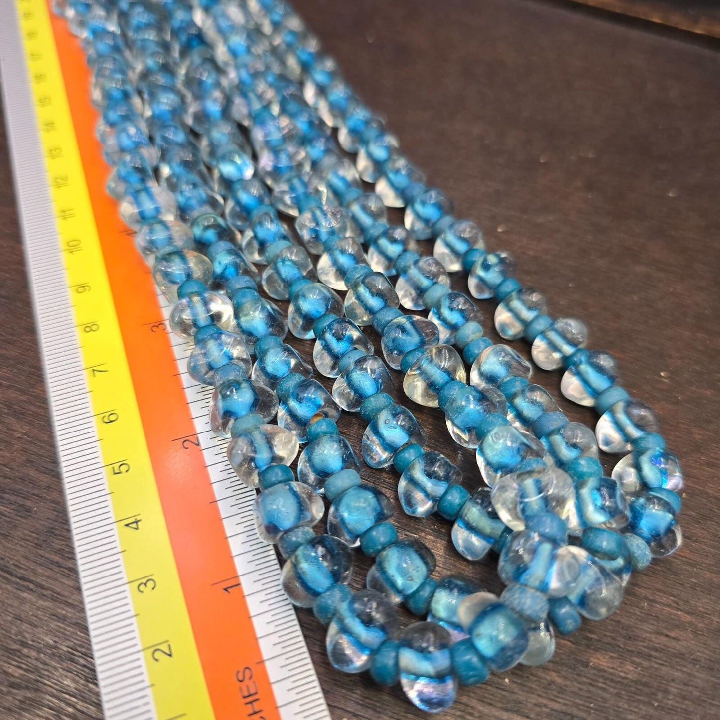 Vintage Lampwork Glass Bead Necklace: Handmade Triangle Pendant, Boho Chic