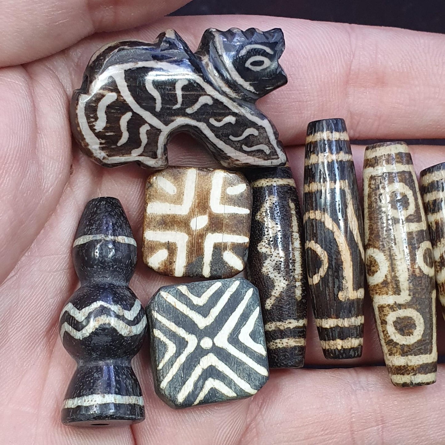 Lot 9 south asian burmese old pyu pumtek stone very rare dzi beads pendants