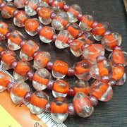 Vintage handmade blown lampwork orange glass beads necklace triangle shape