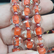 Vintage handmade blown lampwork orange glass beads necklace triangle shape