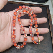 Vintage handmade blown lampwork orange glass beads necklace triangle shape