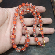Vintage handmade blown lampwork orange glass beads necklace triangle shape