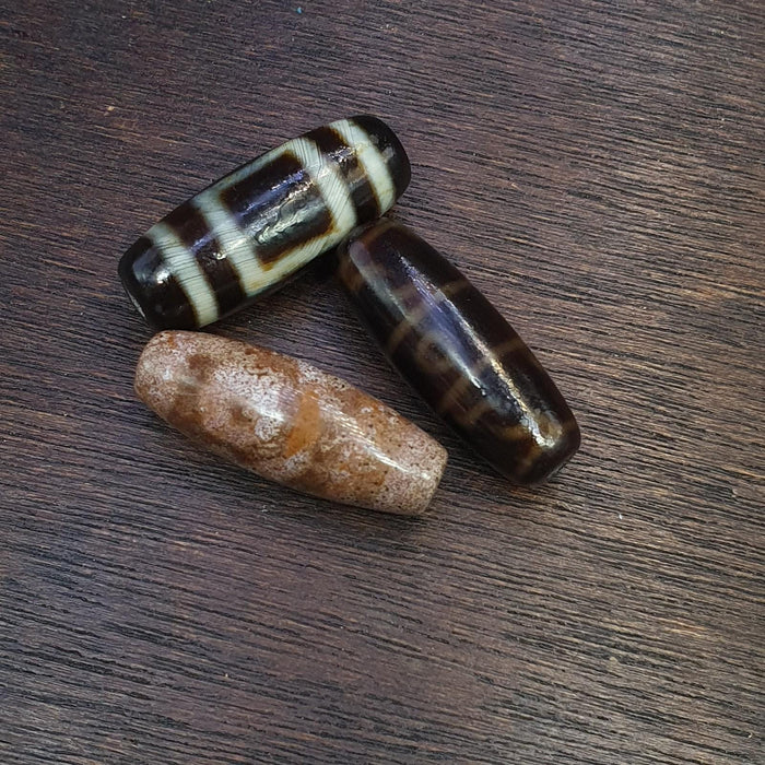 Lot 3 tibetan nepalese dzi beads agate bead black agate   tbl-3