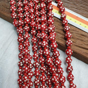 Venetian red whiteheart and venetian inspired red skunk glass beads necklacegift