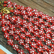 Venetian red whiteheart and venetian inspired red skunk glass beads necklacegift