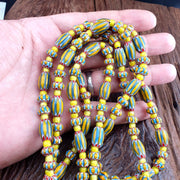 Vintage Venetian Yellow Chevron Glass Beads: 22-Inch Jewelry Supply Strand