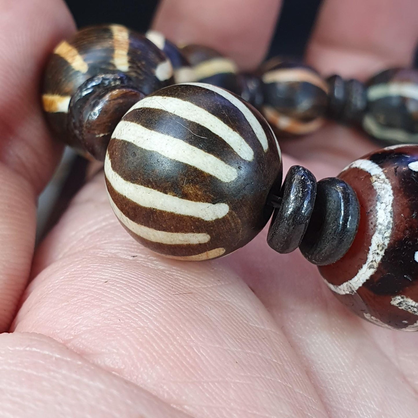 Antique agate with south asian burmese pumtek beads bracelet