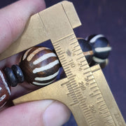 Antique Agate With, South Asian Burmese Pumtek Bracelet, Decorated Stone Beads | Petrified Wood Accent | Adjustable