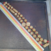 Vintage asian burmese old pumtek petrified wood stone beads necklace