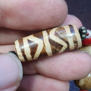 Vintage asian burmese old pumtek petrified wood stone beads necklace
