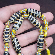 Vintage fancy feather venetian 4mm whiteheart beads necklace