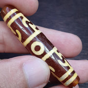 Tibetan top old  red agate 3 eyes symbolize dzi bead totem pendant