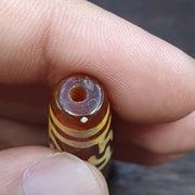 Tibetan top old  red agate 3 eyes symbolize dzi bead totem pendant