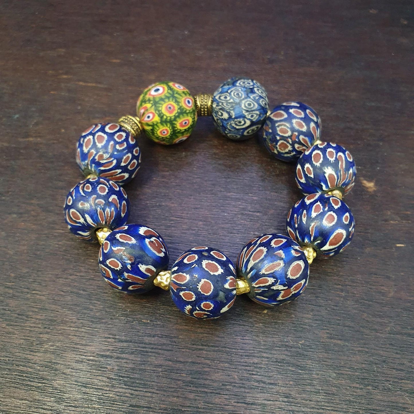 Vintage antique african blue gabri style eyes beads bracelet Gift