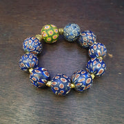 Blue Gabri Style, Ethno Boho Eyes Bracelet | Glass Trade Beads | 20mm Strand, Handmade Amulet