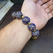 Blue Gabri Style, Ethno Boho Eyes Bracelet | Glass Trade Beads | 20mm Strand, Handmade Amulet