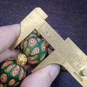 Green Gabri Style, Vintage Hundred Eyes Bead Bracelet | Round Glass Beads | Unisex Standard Size