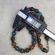 Vintage african inspired trade glass with black chevron beads necklace