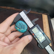 Anitique blue turquoise stamp seal intaglio angry bull  engraved pendant bead