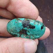 Anitique turquoise chrysocolla stamp seal intaglio engraved pendant bead Collectible .