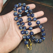 Vintage venetian african style blue melon shape glass beads beaded necklace